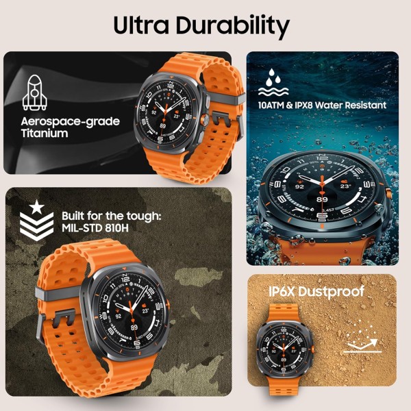 Samsung Galaxy Watch Ultra (47mm, LTE, Silver) with Upto 100h battery | 3nm Processor | Dual GPS | Quick Button/Siren | Sapphire Glass & Titanium | 10ATM & IP68 | BP & ECG Monitor |Energy Score & AGEs