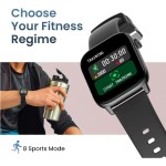 Ambrane Flex 1.69inch Lucid display and SPO2 Smartwatch Black Strap