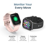 Ambrane Flex 1.69inch Lucid display and SPO2 Smartwatch Black Strap