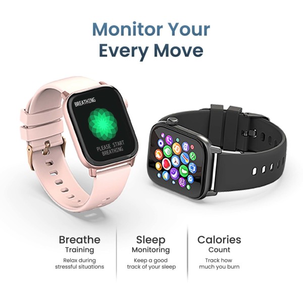 Ambrane Flex 1.69inch Lucid display and SPO2 Smartwatch Black Strap