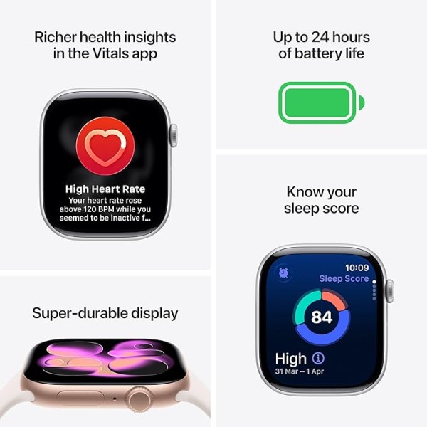Apple Watch Series 11 GPS 46mm Jet Black Aluminium Case with Black Sport Band - S/M