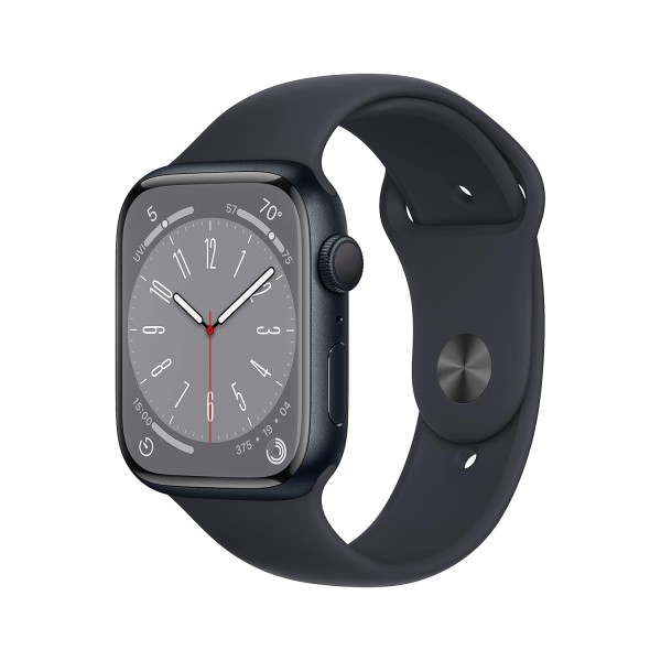 Apple Watch Series 8 [GPS 45 mm] Smart Watch w/Midnight Aluminium Case with Midnight Sport Band. Fitness Tracker, Blood Oxygen & ECG Apps, Always-On Retina Display, Water Resistant