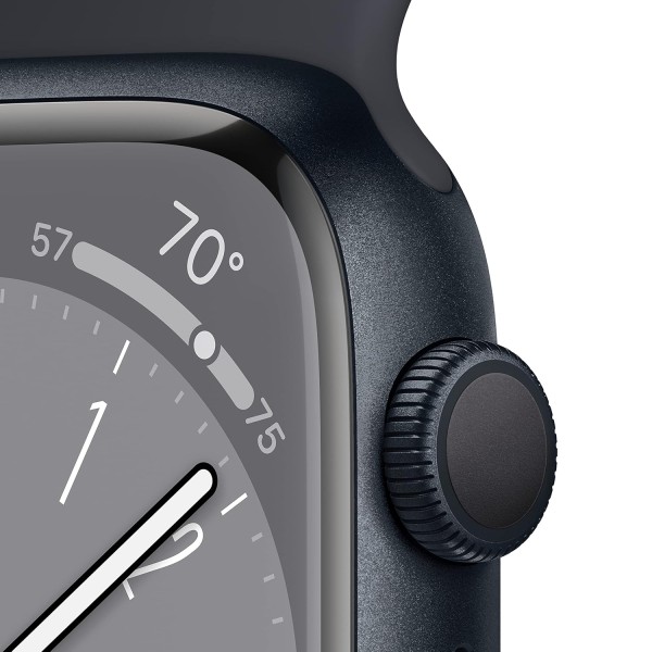 Apple Watch Series 8 [GPS 45 mm] Smart Watch w/Midnight Aluminium Case with Midnight Sport Band. Fitness Tracker, Blood Oxygen & ECG Apps, Always-On Retina Display, Water Resistant