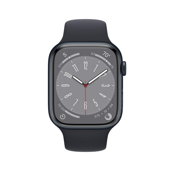 Apple Watch Series 8 [GPS 45 mm] Smart Watch w/Midnight Aluminium Case with Midnight Sport Band. Fitness Tracker, Blood Oxygen & ECG Apps, Always-On Retina Display, Water Resistant