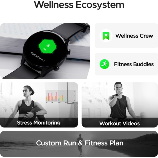 boAt Lunar Call Plus Smartwatch with 1.43 AMOLED Display,BT Calling and Health Tracker Smartwatch (Black Strap, Free Size)