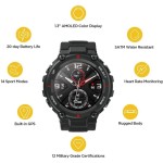 AMAZFIT T Rex Smart Watch Smartwatch (Black Strap, L)