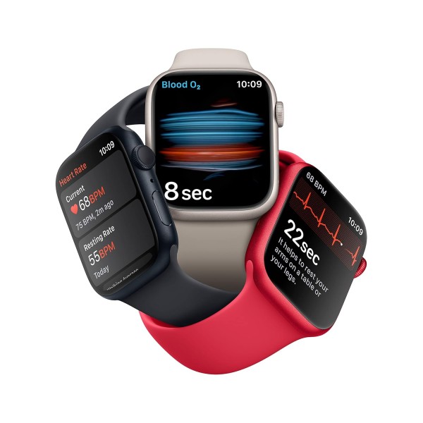 Apple Watch Series 8 [GPS 45 mm] Smart Watch w/Midnight Aluminium Case with Midnight Sport Band. Fitness Tracker, Blood Oxygen & ECG Apps, Always-On Retina Display, Water Resistant