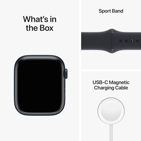 Apple Watch Series 8 [GPS 45 mm] Smart Watch w/Midnight Aluminium Case with Midnight Sport Band. Fitness Tracker, Blood Oxygen & ECG Apps, Always-On Retina Display, Water Resistant