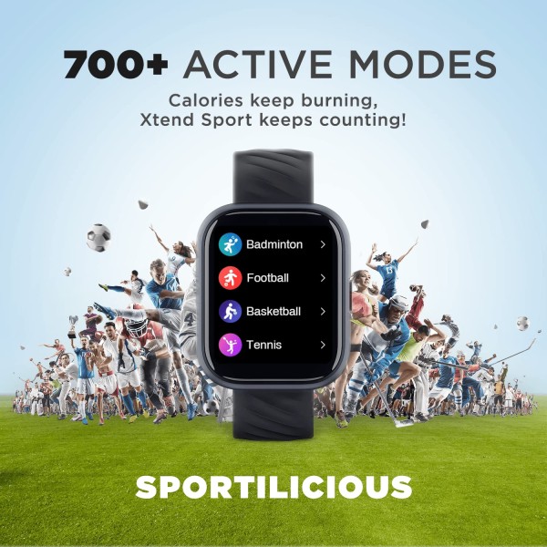 boAt Smart Watch Xtend Sport with 700+ Active Modes,Sporty Design,30 Mins ASAP™ Charge (Classic Black)