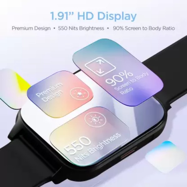 boAt Storm Connect Plus with 1.91 HD Display Bluetooth Calling ENx Technology Smartwatch Active Black Strap Free Size