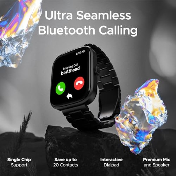 boAt Ultima Prism Smart Watch with 1.96 AMOLED Display, BT Calling Female Wellness (Steel Black)