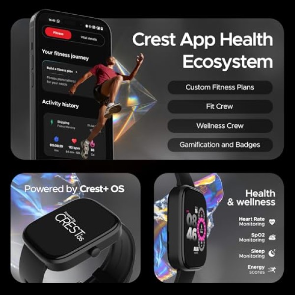 boAt Ultima Prism Smart Watch with 1.96 AMOLED Display, BT Calling Female Wellness (Steel Black)