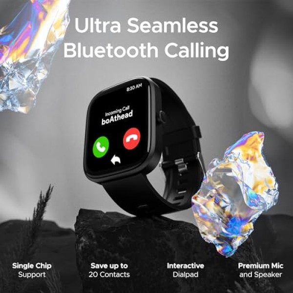 boAt Ultima Prism Smart Watch with 1.96 AMOLED Display, BT Calling Female Wellness (Steel Black)