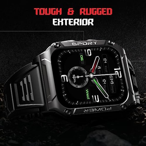boAt Wave Armour 2 Smart Watch with 1.96 HD Display,BT Calling, Coins, Rugged Design,100 Watch (Active Black)