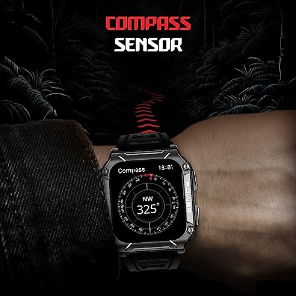 boAt Wave Armour 2 Smart Watch with 1.96 HD Display,BT Calling, Coins, Rugged Design,100 Watch (Active Black)