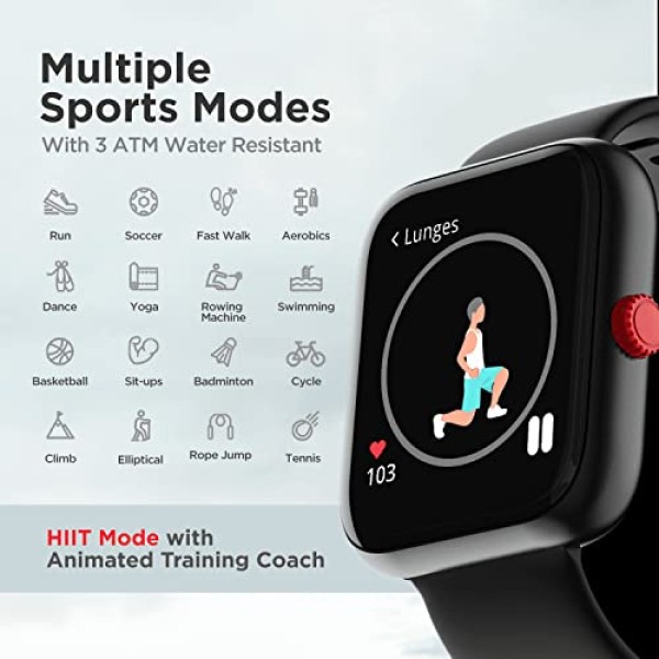 boAt Watch Mystiq Smart Watch with Stress Monitoring, HIIT, Breath Training Modes (Metal Black)