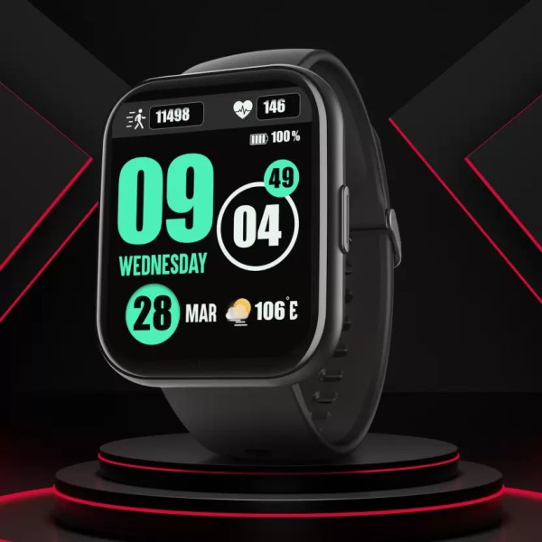boAt Wave Neo Plus with 1.96 HD Display, BT Calling Smartwatch (Active Black Strap, Free Size)