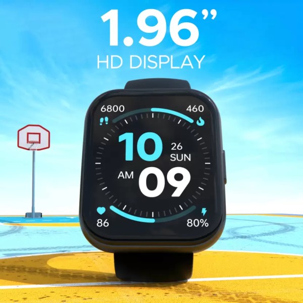 boAt Wave Neo Plus with 1.96 HD Display, BT Calling Smartwatch (Active Black Strap, Free Size)