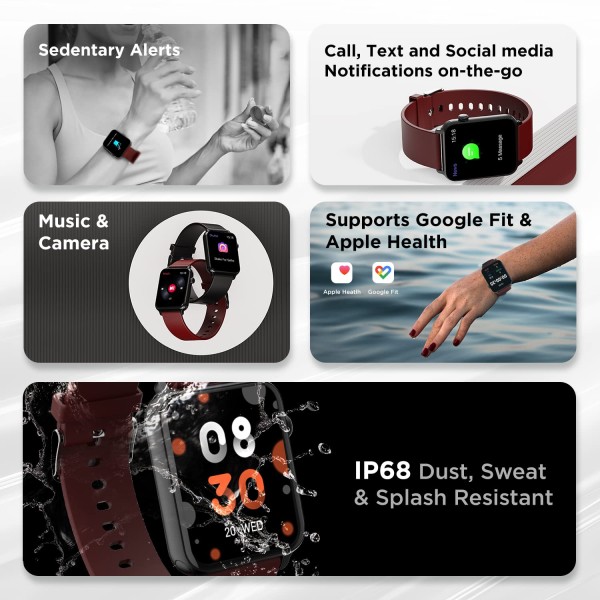 boAt Wave Lite Smartwatch with 1.69 HD Display Sleek Metal Body HR and SpO2 Level Monitor Scarlet Red