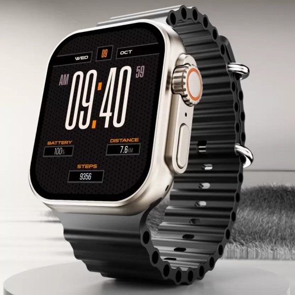 boAt Wave Genesis with 1.96'' HD Display, BT Calling, Functional Crown & Metal Body Smartwatch Black Strap, Free Size
