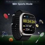 boAt Wave Genesis with 1.96'' HD Display, BT Calling, Functional Crown & Metal Body Smartwatch Black Strap, Free Size