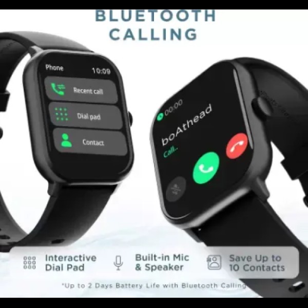 boAt Wave Infinity with 1.85 HD Screen, Functional Calling Smartwatch  (Black Strap, Free Size)