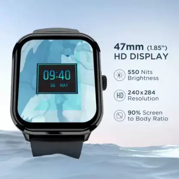 boAt Wave Infinity with 1.85 HD Screen, Functional Calling Smartwatch  (Black Strap, Free Size)