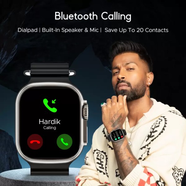 boAt Wave Genesis with 1.96'' HD Display, BT Calling, Functional Crown & Metal Body Smartwatch Black Strap, Free Size