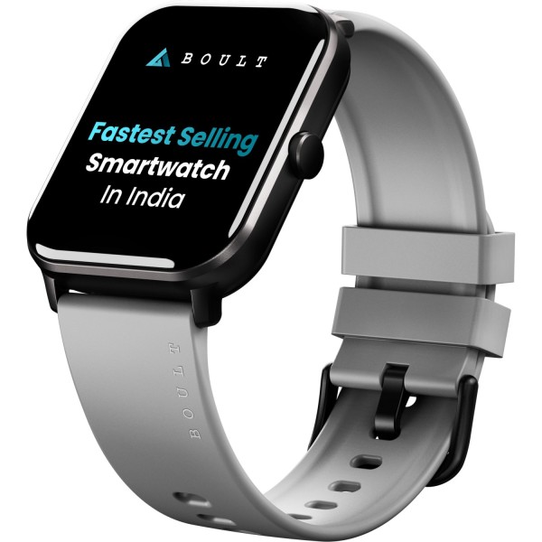 Boult Drift BT Calling 1.69 HD Display, 140 Watchfaces 475Nits Brightness, IP68 Smart watch Grey Strap Free Size