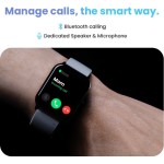 Boult Drift BT Calling 1.69 HD Display, 140 Watchfaces 475Nits Brightness, IP68 Smart watch Grey Strap Free Size