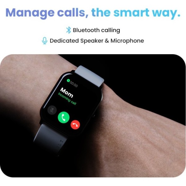Boult Drift BT Calling 1.69 HD Display, 140 Watchfaces 475Nits Brightness, IP68 Smart watch Grey Strap Free Size