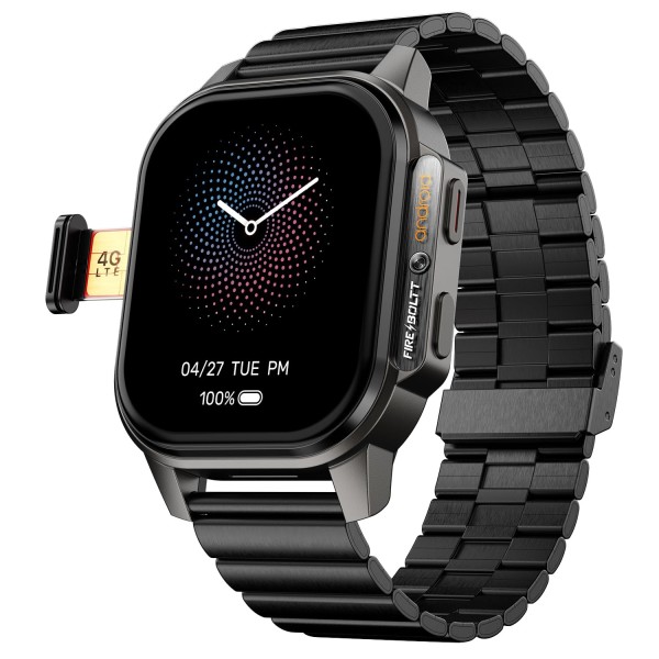 Fire-Boltt Snapp Smart Watch, Selfie Camera, 4G Nano-SIM Slot, 54.1mm AMOLED Display, Play Store- Unlimited apps, 1000mAh Battery, 2GB/4GB RAM (Jet Black Luxe)