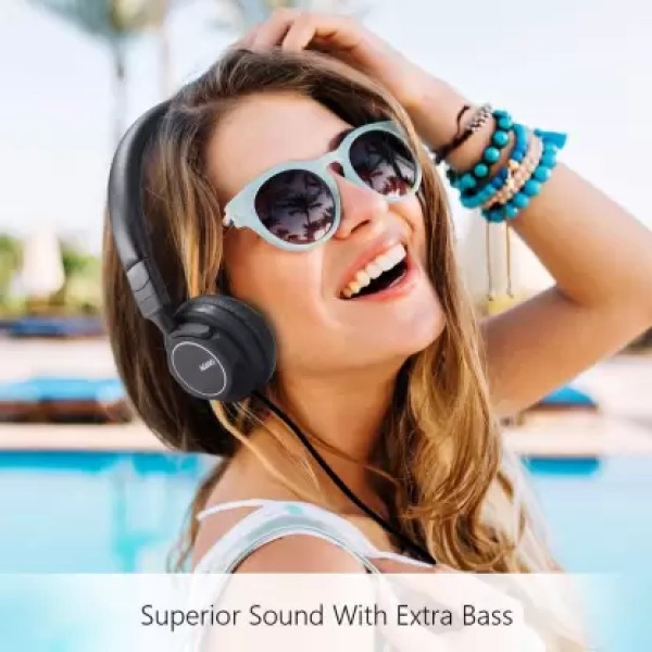 AGARO Raga Bluetooth Headphone Bluetooth without Mic Headset (Black, On the Ear)