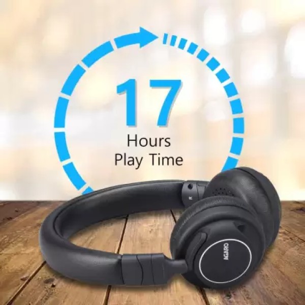 AGARO Raga Bluetooth Headphone Bluetooth without Mic Headset (Black, On the Ear)