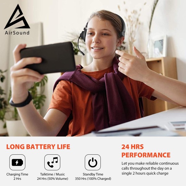 AIRSOUND M91 PROFESSIONAL SERIES Pro Bluetooth Wireless Over Ear Headphones,BT V5.0 Wireless CVC 8.0 Noise-Cancelling