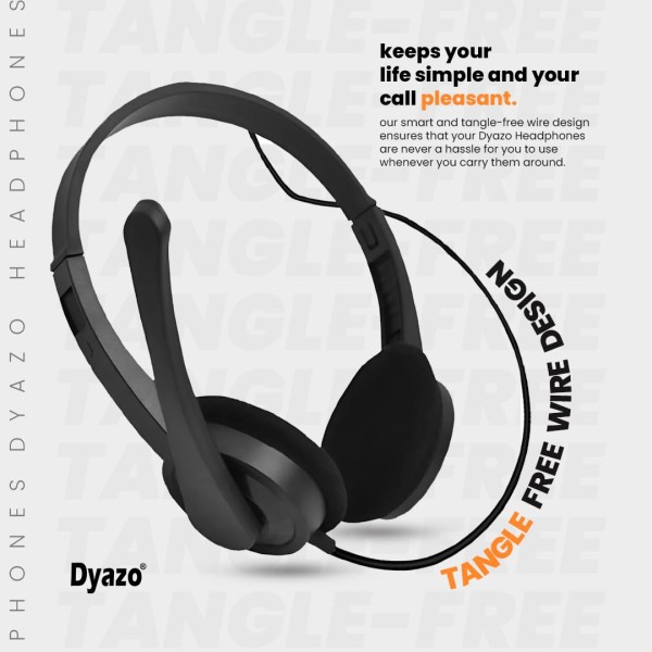 Dyazo Computer Wired Headphones | Headset with Mic | 3.5 MM Jack Compatible for Laptops | Pc | Notebooks (Black)