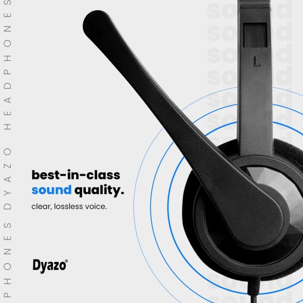 Dyazo Computer Wired Headphones | Headset with Mic | 3.5 MM Jack Compatible for Laptops | Pc | Notebooks (Black)