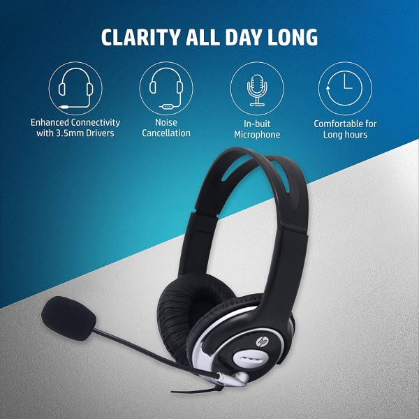 Hp wired on ear headphones with mic