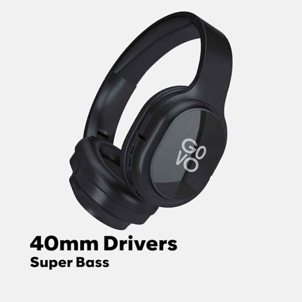 GOVO GOBOLD 600 Bluetooth Wireless On Ear Headphones with Mic, 15H Play Time, 40MM Driver, Black