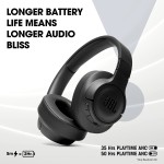JBL Tune 760NC, Mic, up to 50 Hours Playtime, JBL Pure Bass, Google Fast Pair, Dual Pairing, AUX & Voice Assistant Support (Black)