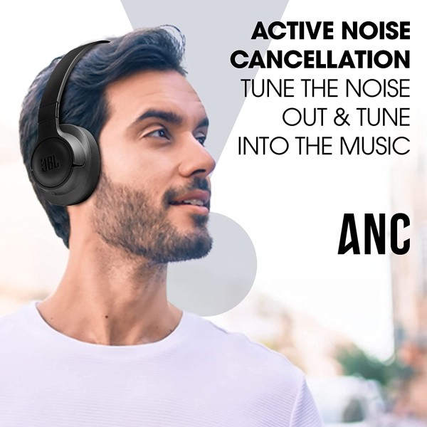 JBL Tune 760NC, Mic, up to 50 Hours Playtime, JBL Pure Bass, Google Fast Pair, Dual Pairing, AUX & Voice Assistant Support (Black)