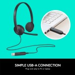 Logitech H340 Wired Headset Stereo Headphones with Noise Cancelling Microphone USB PC Mac Laptop Black