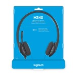 Logitech H340 Wired Headset Stereo Headphones with Noise Cancelling Microphone USB PC Mac Laptop Black