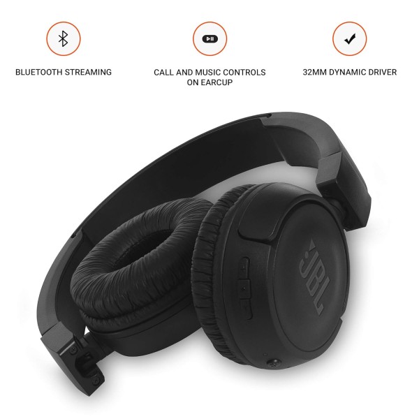 JBL T460BT-by-Harman-Wireless On Ear Headphones with Mic, Pure Bass, Portable (Black)
