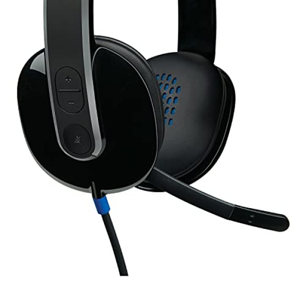 Logitech H540 Stereo Wired On Ear Headphones With Mic With Noise-Cancelling Usb, On Ear Controls (Black)