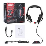 ONIKUMA K12 Stereo Gaming Headset with Mic, Controls and LED light for PC, PS4, Xbox and Mobiles (Black/Red)