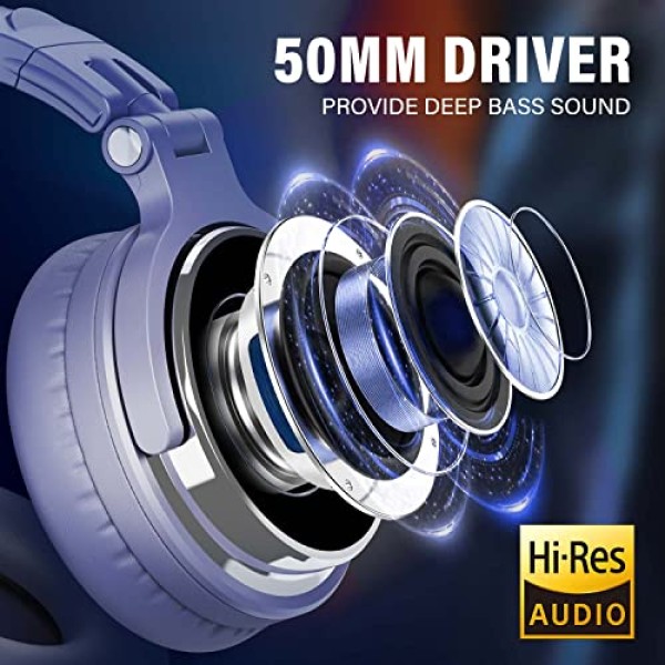 OneOdio Pro-10 Over Ear Headphone, Wired DJ Bass Headsets with 50mm Driver, Foldable Lightweight Headphones with Shareport and Mic