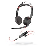 Poly Blackwire 5220 Wired Headset (Plantronics) - Flexible Noise-Canceling Boom Mic - Ergonomic Design - Connect to PC/Mac, Mobile via USB-C, USB-A, or 3.5 mm - Works w/Teams, Zoom
