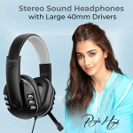 pTron Soundster Arcade Over-Ear Wired Headphones, Ergonomic Headset with Mic (Black)