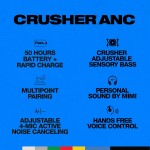 Skullcandy Crusher ANC 2 Over-Ear Noise Cancelling Wireless Headphones with Sensory Bass | 50 Hours Battery Life |Skull-iQ, Alexa Support, Micro, Bluetooth Compatible - Black
